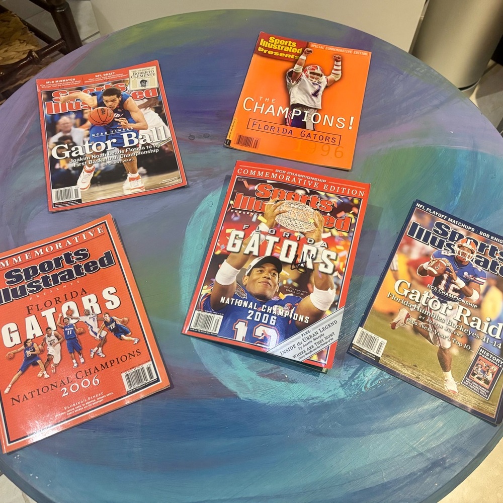 Bundle of 5 Vintage Sports Illustrated Florida Gators Magazine Collection